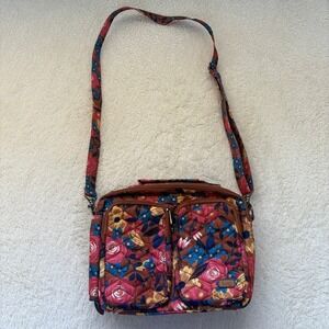 LUG Navigator Floral Quilted Crossbody Bag Women's Purse Organizer Travel